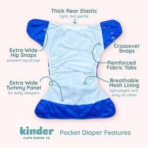 Basics Pocket Diaper with Athletic Wicking Jersey 2.0 with Bamboo Insert