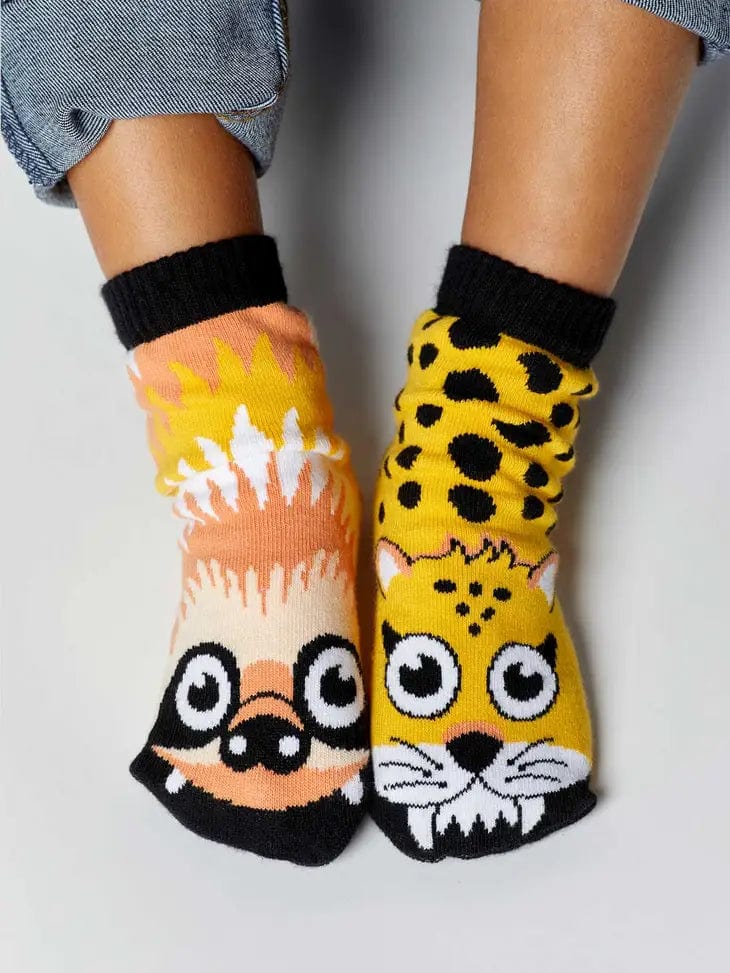 Sloth & Cheetah - Pals Mismatched Crazy Socks, Happy BeeHinds