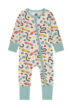 Bird & Bean Bamboo One Piece Zip Pajama - Cruisin' *