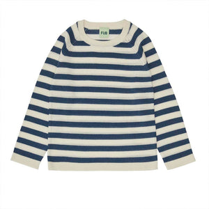 Raglan Striped Sweater - Ecru/Indigo *