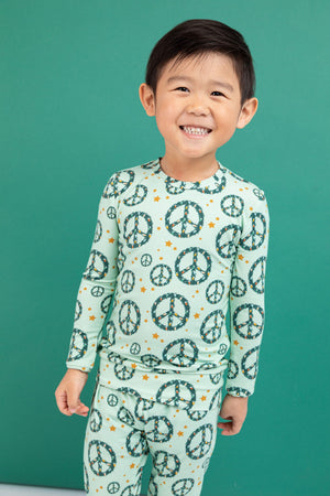 Bird & Bean Two Piece Pajama Set - Peace + Joy *