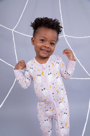 Bird & Bean Bamboo One Piece Zip Pajama - Ghouls Just Want to Have Fun *