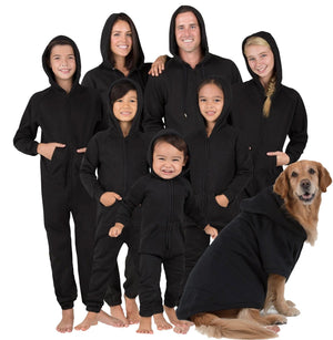 Footed Pajamas Co. Family Matching Pitch Black Hoodie Onepiece Onesie*