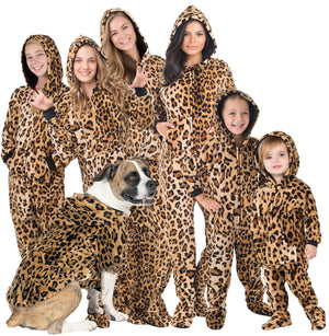 Footed Pajamas Co. Family Matching Cheetah Spots Hoodie Chenille Onesie*