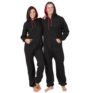 Footed Pajamas Co. Family Matching Black & Red Hoodie Onepiece Onesie*