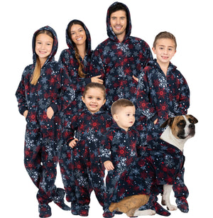 Footed Pajamas Co. Family Matching Winter Whiteout Hoodie Fleece Onesie*