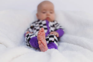 Bamboo Baby Pajamas - Double Zipper - Longies - Checkered Magic *