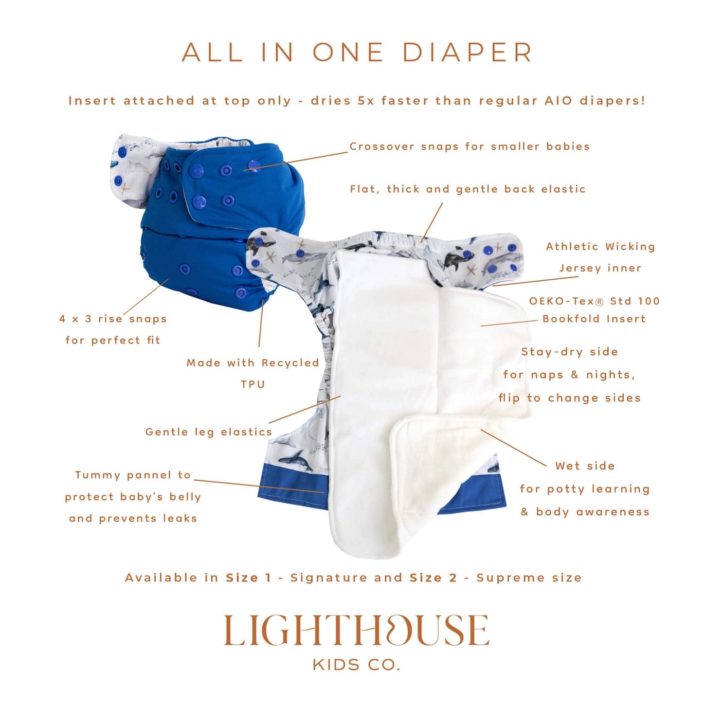 Lighthouse Kids Co. - Supreme Size SWIM Diaper/Cover (15-50lbs)