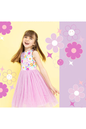 Bird & Bean Bamboo Tulle Dress - Flower Power *