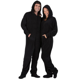 Footed Pajamas Co. Family Matching Jet Black Hoodie Chenille Onesie*