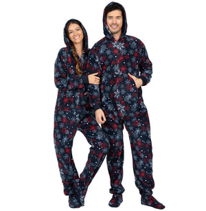 Footed Pajamas Co. Family Matching Winter Whiteout Hoodie Fleece Onesie*