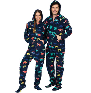 Footed Pajamas Co. Family Matching Dinosaur Kingdom Hoodie Fleece Onesie*