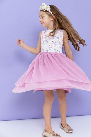 Bird & Bean Bamboo Tulle Dress - Unicorn Dreams *