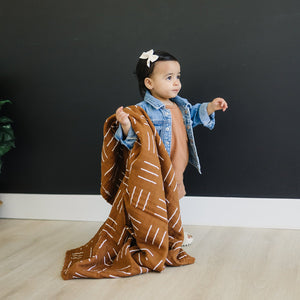 Mebie Baby Mustard Mudcloth Muslin Quilt *