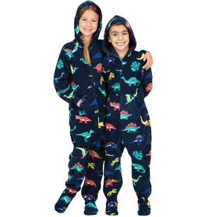 Footed Pajamas Co. Family Matching Dinosaur Kingdom Hoodie Fleece Onesie*