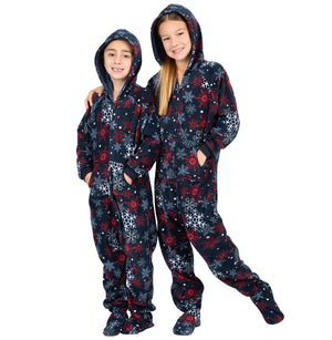 Footed Pajamas Co. Family Matching Winter Whiteout Hoodie Fleece Onesie*