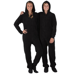 Footed Pajamas Co. Family Matching Jet Black Hoodie Chenille Onesie*