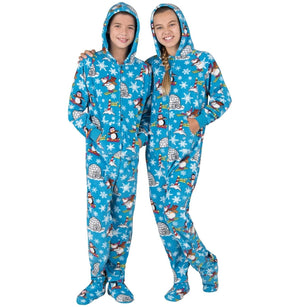 Footed Pajamas Co. Family Matching Winter Wonderland Hoodie Fleece Onesie*