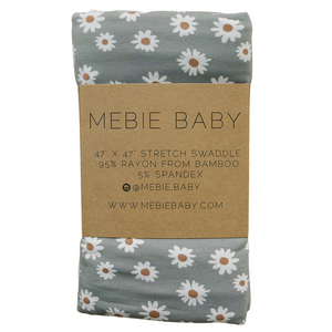 Mebie Baby Light Green Daisy Bamboo Stretch Swaddle*