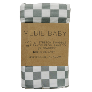 Mebie Baby Light Green Checkered Bamboo Stretch Swaddle *