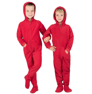 Footed Pajamas Co. Family Matching Bright Red Hoodie Fleece Onesie*