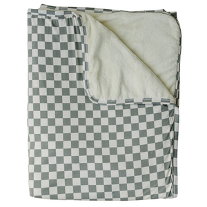 Mebie Baby Light Green Checkered Bamboo Fleece Quilt *