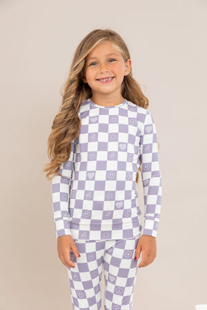 Bird & Bean Pajama Set - Check It Out - Lavender *