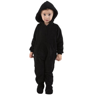 Footed Pajamas Co. Family Matching Jet Black Hoodie Chenille Onesie*