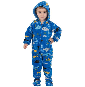 Footed Pajamas Co. Family Matching Shark Frenzy Hoodie Fleece Onesie*