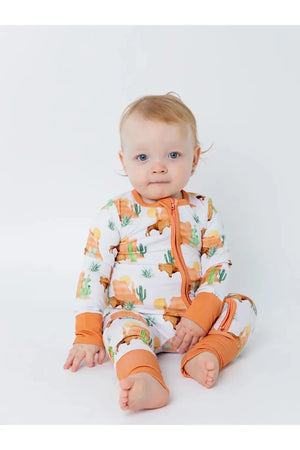 Bird & Bean Bamboo One Piece Zip Pajama - Bison *