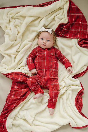 Mebie Baby Red Plaid Bamboo Zipper *