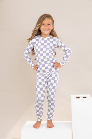 Bird & Bean Pajama Set - Check It Out - Lavender *