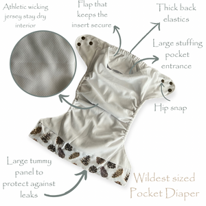 Oos Yadi Wildest Cloth Diaper Pocket (XL) - Woodland Whimsy *