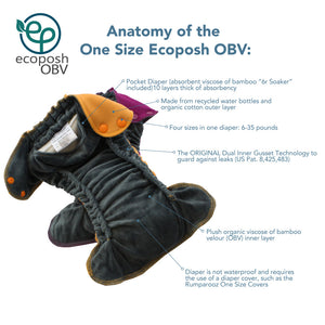 Ecoposh OBV One Size Fitted Cloth Diaper - Boysenberry *