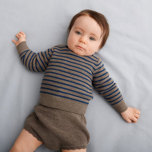 Baby Sweater - Beige Melange/Teal *