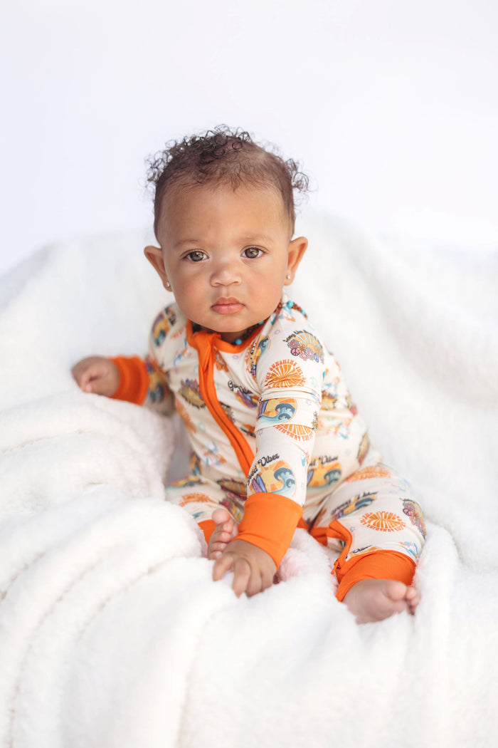 Bamboo Baby Pajamas - Double Zipper - Longies - Good Vibes *