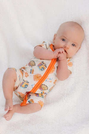 Bamboo Baby Pajamas - Double Zipper - Shorties - Good Vibes *