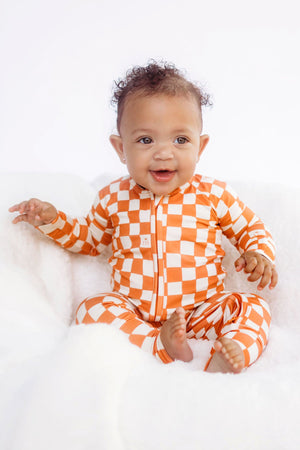 Bamboo Baby Pajamas - Double Zipper - Longies - Checkers *