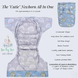 PRE-ORDER - ETA Late July 2024  - The Cutie Newborn All In One Diaper by Two by Two Baby Company