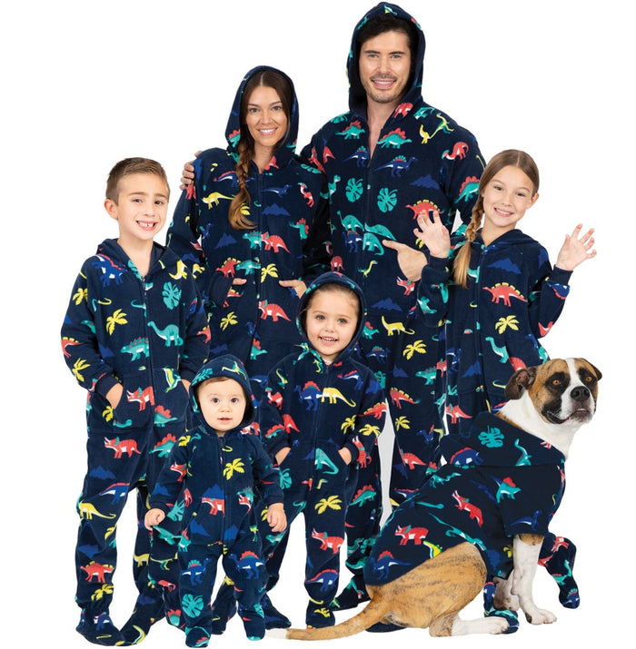 Footed Pajamas Co. Family Matching Dinosaur Kingdom Hoodie Fleece Onesie*