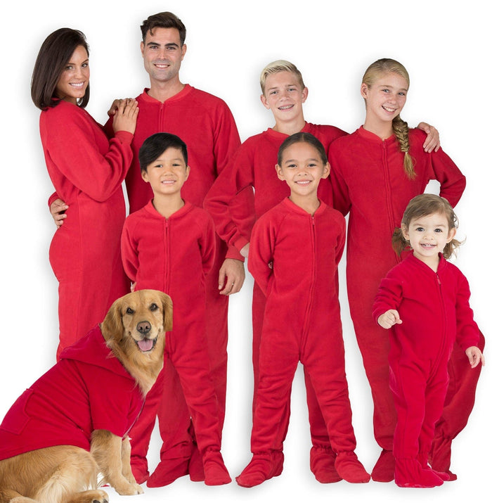 Footed Pajamas Co. Family Matching Bright Red Fleece Onesie*