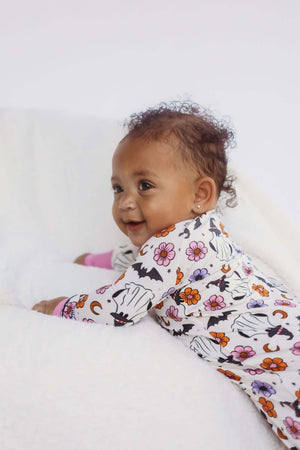 Bamboo Baby Pajamas - Double Zipper - Longies - Spookies *