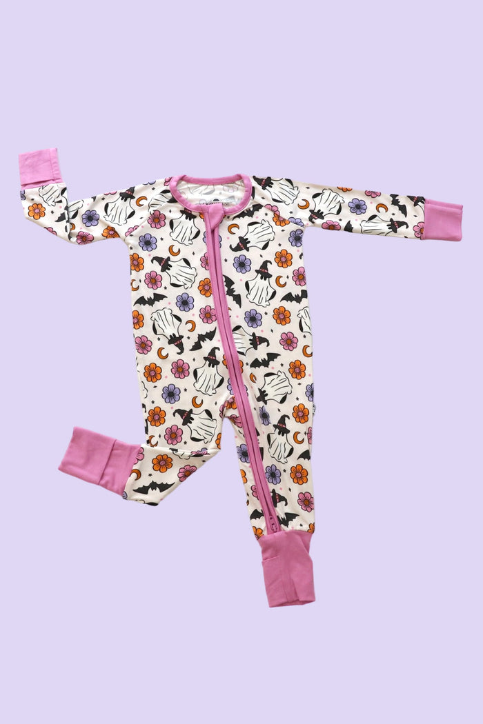 Bamboo Baby Pajamas - Double Zipper - Longies - Spookies *