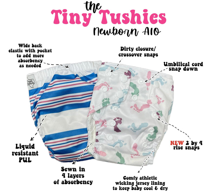 Texas Tushies Tiny Tushies Newborn AIO Cloth Diaper *