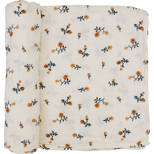 Mebie Baby Cream Floral Muslin Swaddle Blanket *