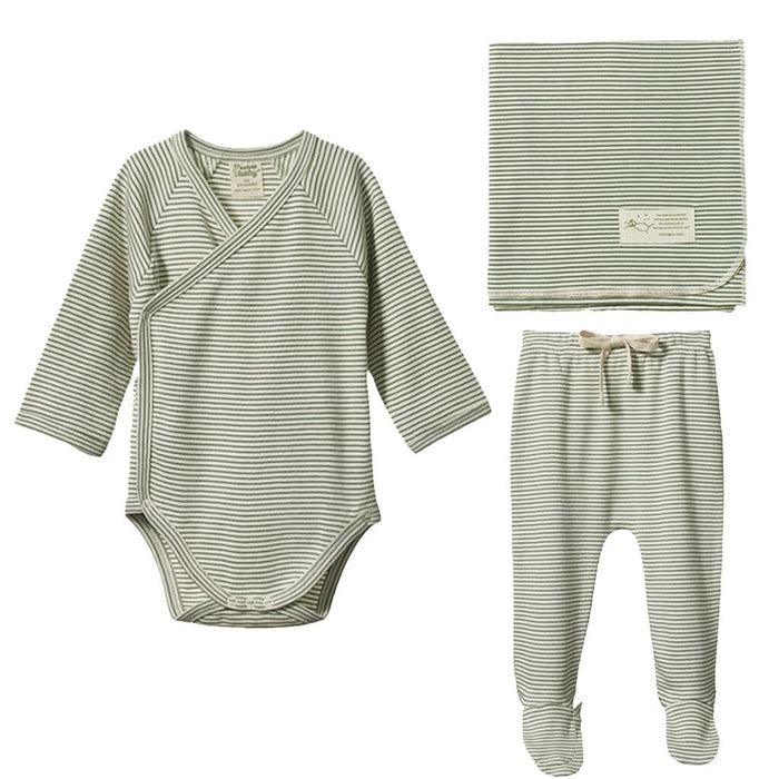 Nettle Green Stripe Baby Set *