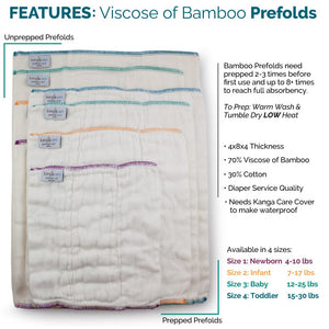 Kanga Care Bamboo Prefold Cloth Diapers (6pk) - Size 1 : Newborn *