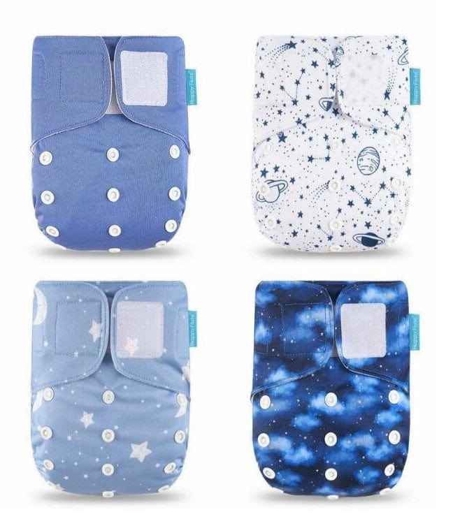 Happy Flute Hook and Loop One Size Pocket Diaper 4 pack