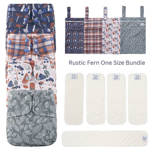 Earth & Pebble One Size Pocket Diaper Bundle - Rustic Fern