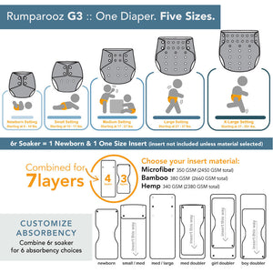 Rumparooz G3 One Size Pocket Cloth Diaper - Castle Gray *